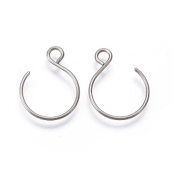 Stainless Steel Color 304 Stainless Steel Earring Hooks, with Horizontal Loop, Balloon Ear Wire, Stainless Steel Color, 18.5x14x0.8mm, Hole: 2mm, 20 Gauge, Pin: 0.8mm