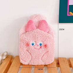 Pink PVC Hot Water Bottle with Soft Fluffy Animal Cover, 400ml Water Bags, for Hand Leg Waist Warm Gift, Pink, 230x160mm, Capacity: 400ml