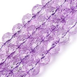 Средняя Орхидея Хрустящие прозрачные стеклянные бусины нити, круглые, граненые, средне орхидеи, 9.5~10.5 мм, отверстие : 1.2~1.4 мм, около 41~42 шт / нитка, 14.76~15.16 дюйм (37.5~38.5 см)