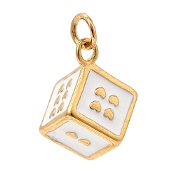 Белый 304 нержавеющей стальной эмали подвески, амулеты в кости, ионное покрытие (ip), реальный 18 k позолоченный, с целью перехода в кольце, белые, 17x12x10 мм, отверстие : 2.5 мм