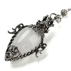 Хрусталь Натуральный кристалл кварца, с реечной обшивкой, фурнитурой из сплава старинного серебра, без свинца и без кадмия, слеза, 298~305 мм