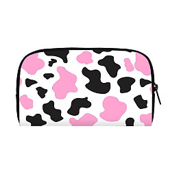 Pearl Pink Cow Print Polyester Wallets with Zipper, for Women's Bags, Rectangle, Pearl Pink, 19x11x2cm