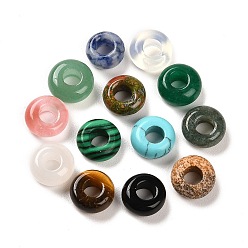 Смешанные камни Европейские бусины из натуральных и синтетических камней, бусины с большим отверстием, рондель, смешанные окрашенные и неокрашенные, 10x4.5~5 мм, отверстие : 4~4.3 мм