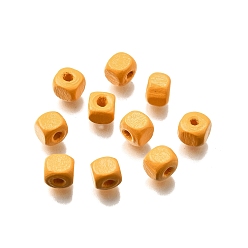 Золотистый Спрей окрашены деревянные бусины, квадратный, золотые, 6x6x6 мм, отверстие : 1.6~2 мм