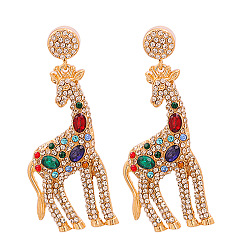 55106 Chic Alloy Rhinestone Acrylic Giraffe Earrings for Women - Trendy European and American Ear Jewelry