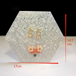 White Hexagon Acrylic Earring Earrings Stands, Tabletop Jewelry Organizers for Earrings Storage , White, 170x147mm