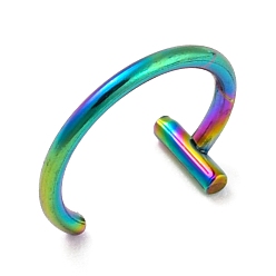 Rainbow Color Revestimiento de iones (ip) 304 anillos de labios de acero inoxidable joyería perforadora, joyería del cuerpo de los pernos prisioneros de la nariz, color del arco iris, 8.5x10 mm
