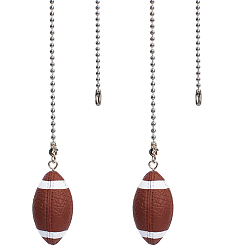 Coconut Brown Plastic Pendant Decoration, with Brass Ball Chain, Rugby, Coconut Brown, 387mm