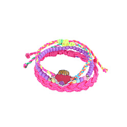 Cake 2# Colorful Candy Beaded Bracelet Set with Alloy Pendants - 3 Piece Jewelry Collection