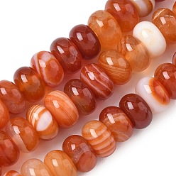 Оранжево-Красный Натуральный красный агат бисер нитей, окрашенная и подогревом, рондель, оранжево-красный, 8~8.5x4.5~5.5 мм, отверстие : 1.4 мм, около 41 шт / нитка, 7.40~7.48'' (18.8~19 см)