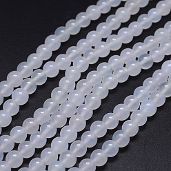 WhiteSmoke Grade A Natural Agate Round Beads Strands, Dyed, WhiteSmoke, 4mm, Hole: 0.8mm, about 95pcs/strand, 15.3 inch