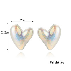 E2209-8 Asymmetric Rainbow Heart Colorful Mermaid Heart Pearl Earrings for Women with Baroque Style and High-end Feel