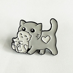 XZ1545 Cute Cartoon Cat with Plush Toy Brooch Pin - Fun and Versatile Heart-Shaped Animal Badge for Students in Denim