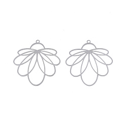 Нержавеющая Сталь Цвет 201 подвески из нержавеющей стали, гравированные металлические украшения, цветок, цвет нержавеющей стали, 34x31x0.3 мм, отверстие : 1.5 мм