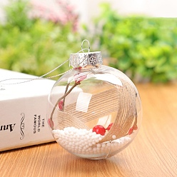 Clear Transparent Plastic Fillable Ball Pendants Decorations, with Rattan inside, Christmas Tree Hanging Ornament, Clear, 60mm