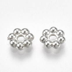 Platinum CCB Plastic Spacer Beads, Flower, Platinum, 6.5x2mm, Hole: 1.5mm