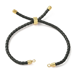 Gris Foncé Fabrication de bracelets en cordon de cuir tressé en microfibre ronde ajustable, avec les accessoires en laiton, convient aux breloques de connecteur, gris foncé, 9.13x0.12 pouce (23.2x0.3 cm), Trou: 2mm