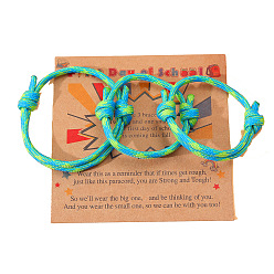 Бирюза 3шт. 3 стили полиэстер браслеты для первого дня школы, набор семейных браслетов «мама, папа и я», с бумажной карточкой, бирюзовые, 4-3/4 дюйм (12 см)