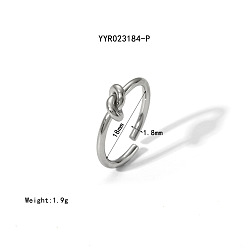 Нержавеющая Сталь Цвет Минималистичный 304 манжеты-кольца с открытыми узлами из нержавеющей стали, цвет нержавеющей стали, внутренний диаметр: 18 мм