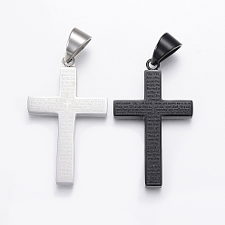 Mixed Color 304 Stainless Steel Quote Pendants, Cross with Word, Mixed Color, 47x28x4mm, Hole: 8x11mm