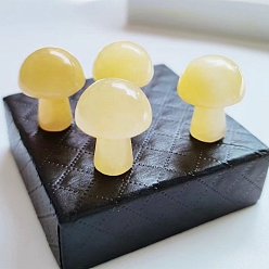 Yellow Jade Natural Yellow Jade Healing Mushroom Figurines, Reiki Energy Stone Display Decorations, 20mm