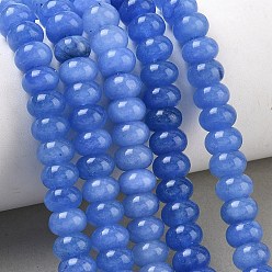 Королевский синий Окрашенные природные белый нефрит бисер пряди, гладкая рондель, королевский синий, 8~9x5~5.5 мм, отверстие : 1.4 мм, около 69~74 шт / нитка, 14.57~15.16'' (37~38.5 см)