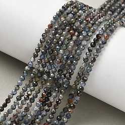 Кианит Натуральный кианитовые бисер пряди, граненые круглые, 4 мм, отверстие : 0.5~0.6 мм, около 87 шт / нитка, 14.57''~15.35'' (37~39 см)