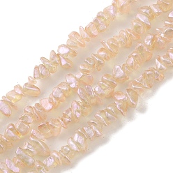 PeachPuff Spray Painted Glass Beads Strands, Chip, PeachPuff, 2.5~6.5x3~10x4~12.5mm, Hole: 1mm, 33.86''(86cm)
