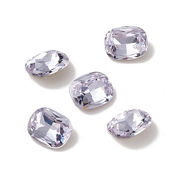 Violet K9 Glass Rhinestone Cabochons, Pointed Back & Back Plated, Octagon Rectangle, Violet, 10x8x4mm