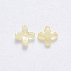 Champagne Yellow Imitation Jade Glass Beads, Clover, Champagne Yellow, 8x8x3mm, Hole: 0.9mm