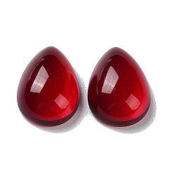 Red Glass Cabochons, Teardrop, Red, 14x10x5mm