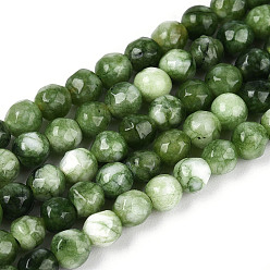 Зеленый Окрашенные природные белый нефрит бисер пряди, круглые, граненые, зелёные, 4~4.5 мм, отверстие : 1 мм, около 86~96 шт / нитка, 14.69~14.96'' (37.3~38 см)