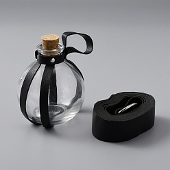Черный Хеллоуин темная волшебная пробковая бутылка с ремнем из искусственной кожи, круглая сферическая бутылка из прозрачного стекла со средневековым рыцарским поясом для изготовления костюмов, чёрные, 73-3/8 дюйм (186.5 см)