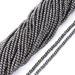 Gunmetal Plated Electroplate Glass Beads Strands, Full Plated, Round, Gunmetal Plated, 2.5mm, Hole: 0.7mm, about 177pcs/Strand, 14.09 inch(35.8cm)