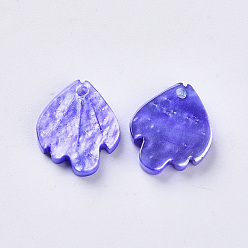 Lilac Cellulose Acetate(Resin) Pendants, with Glitter powder, Rainbow Gradient Mermaid Pearl Style, Fish, Lilac, 15x13x3mm, Hole: 1.2mm