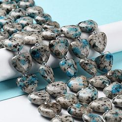 Light Grey Natural Sesame Jasper/Kiwi Jasper Beads Strands, with Seed Beads, Dyed, Heart, Light Grey, 14~15x15x6~6.5mm, Hole: 1.4mm, about 23~24pcs/strand, 14.57''(37cm)