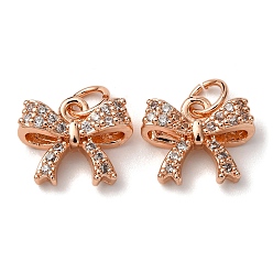 Розовое Золото Латунные Мирко проложить кубического циркония подвески, с целью перехода в кольце, бантом прелести, стойки покрытие, долговечный, без свинца и без кадмия, розовое золото , 10x12.5x4.5 мм, отверстие : 3.5 мм