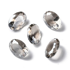 Серый Прозрачные стеклянные кабошоны со стразами, граненые, назад назад, овальные, серые, 14x10x6 мм