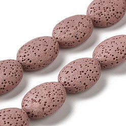 Rosy Brown Natural Lava Rock Beads Strands, Dyed, Flat Oval, Rosy Brown, 18~18.5x14x7mm, Hole: 1.2mm, about 21pcs/strand, 15.16''(38.5~39cm)