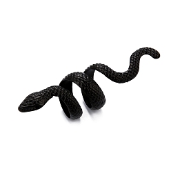 Black Alloy Wide Cuff Ring, Snake, Black, US Size 8(18.1mm)