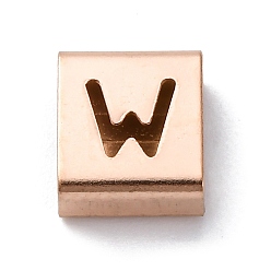 Letter W Ионное покрытие (ip) 304 квадратные подвески-слайдеры из нержавеющей стали, розовое золото , Буква W, 9x8x4 мм, отверстие : 3.5x8.5 мм