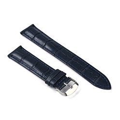 Полуночно-синий Кожа смотреть группы, с 201 пряжками из нержавеющей стали, регулируемые ремешки для часов, темно-синий, 8.7~12.4x1.9~2x0.5~0.6 см, 2 шт / комплект