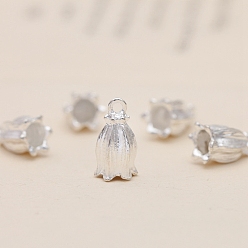 Silver Alloy Flower Charms, for Hair Sticks Hairpin Making, Silver, 16x7mm