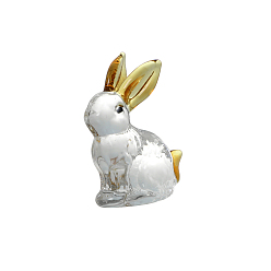 Light Khaki Handmade Lampwork Rabbit Figurine Display Decorations, for Desktop Home Decoration, Light Khaki, 35mm