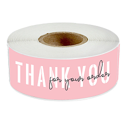 Pink Thank You Stickers Roll, Rectangle Paper Adhesive Labels, Decorative Sealing Stickers for Christmas Gifts, Wedding, Party, Pink, 75x25mm, 120pcs/roll
