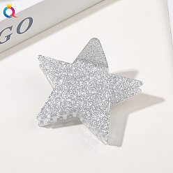 Pentagram Claw Clip - Acrylic Gold Dust Grey Pince à cheveux minimaliste en acrylique avec couleur unie et design en forme de requin