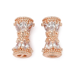 Розовое Золото Винтовые застежки из латуни с микропаве из прозрачного кубического циркония, долговечный, стойки покрытие, розовое золото , 12.5 мм, отверстие : 2.8 мм