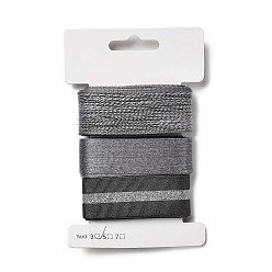 Gray 9 Yards 3 Styles Polyester Ribbon, for DIY Handmade Craft, Hair Bowknots and Gift Decoration, Black/Gray Color Palette, Gray, 1~1-1/8 inch(25~28mm), about 3 yards/style