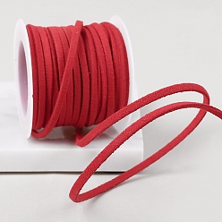 Красный Плоский замшевый шнур 4.5м., двойное кружево из искусственной замши, красные, 3 мм, около 4.92 ярдов (4.5 м) / рулон