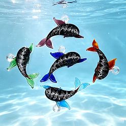 Mixed Color Handmade Lampwork Pendants, Dolphin Charms, Mixed Color, 46~53x63~69x14~16mm, Hole: 5~6mm